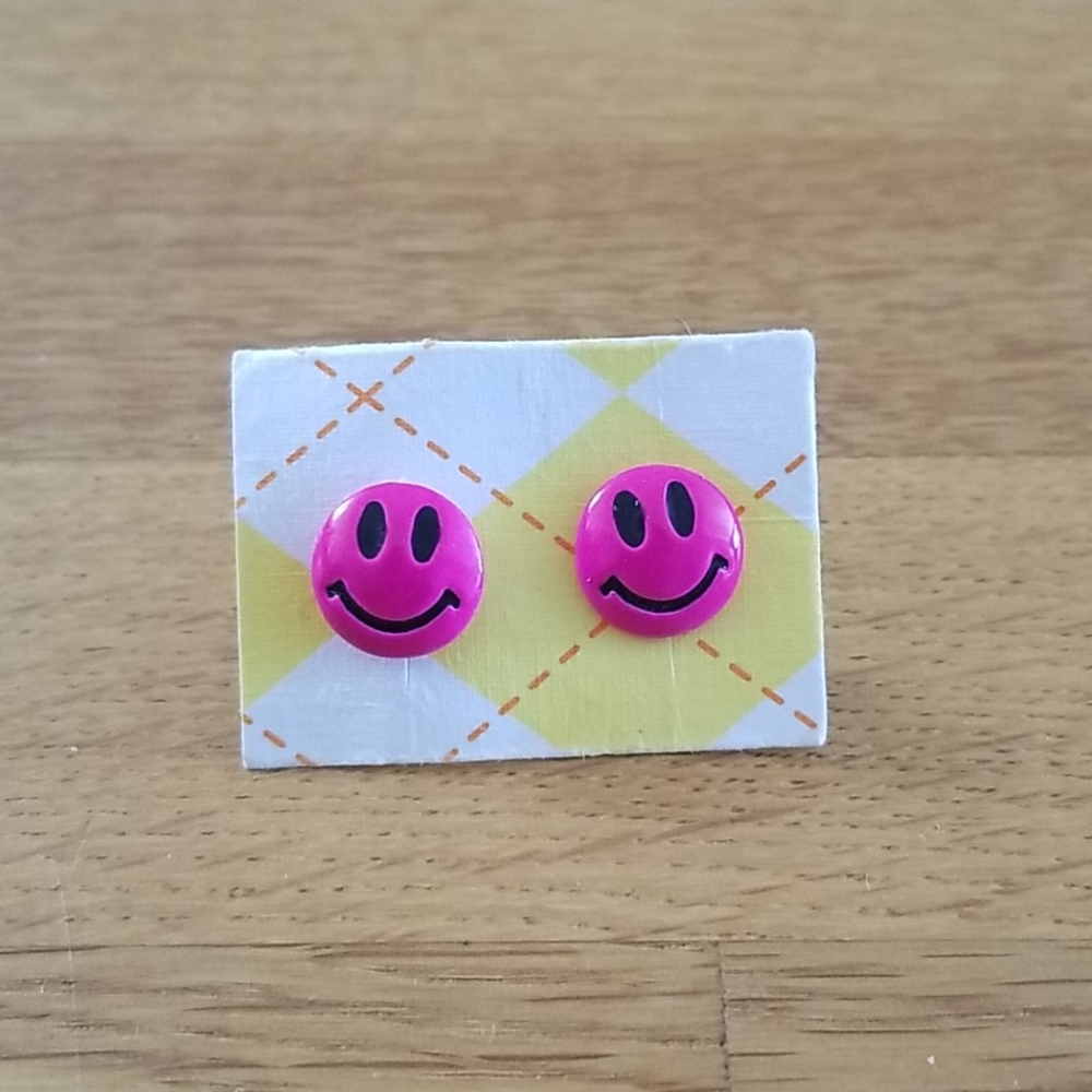 Hot pink smile earrings